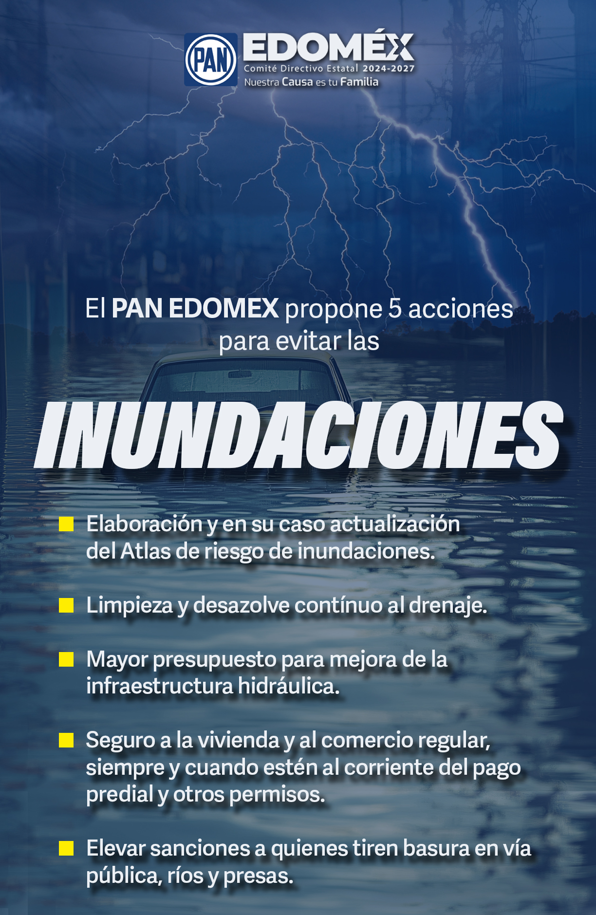 En el PAN Edomex proponemos cinco acciones para prevenir inundaciones y apoyar a las familias mexiquenses.