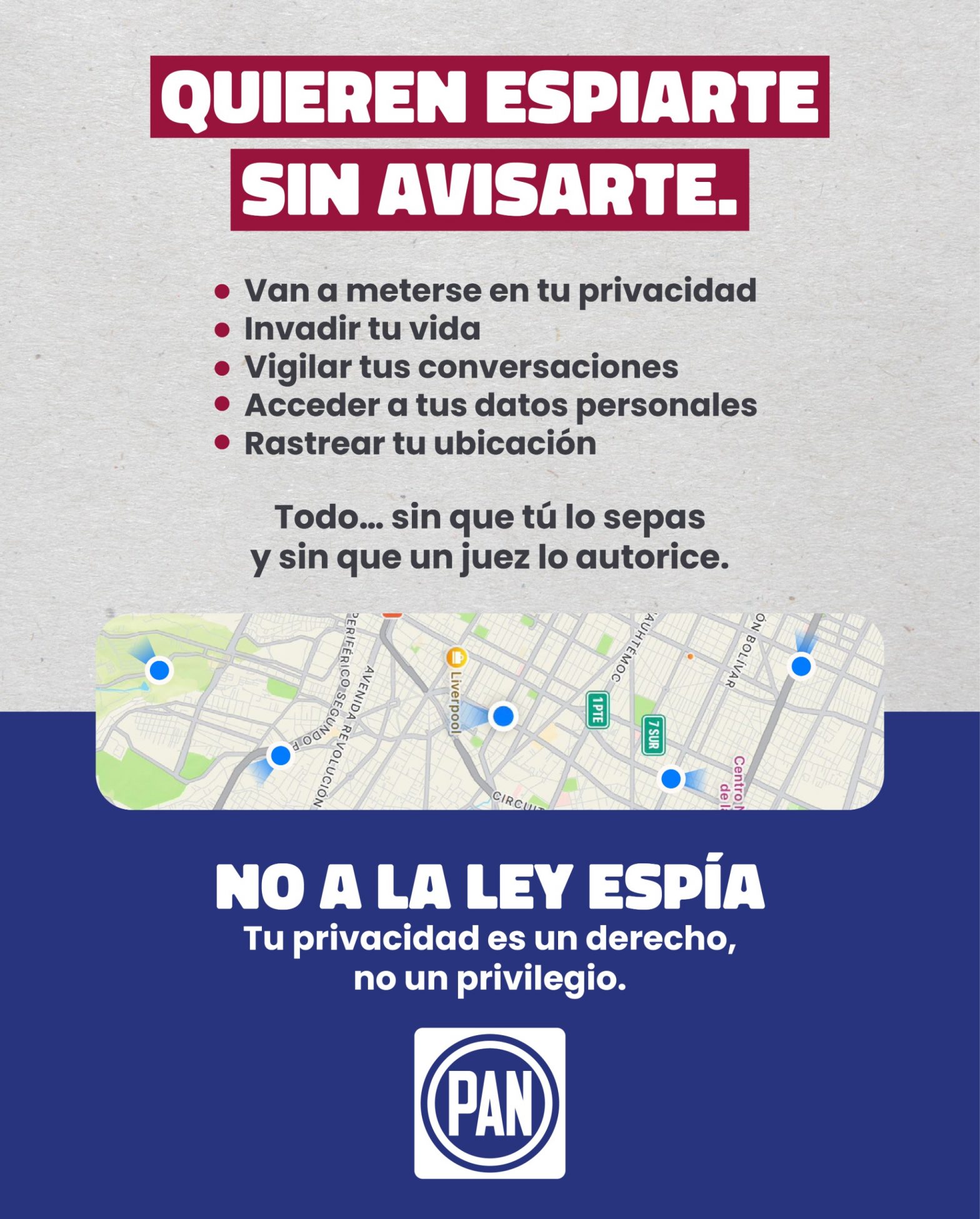 Rechaza PAN #LeyEspía de Morena que pretende vigilar y espiar a ciudadanos mediante uso de celulares